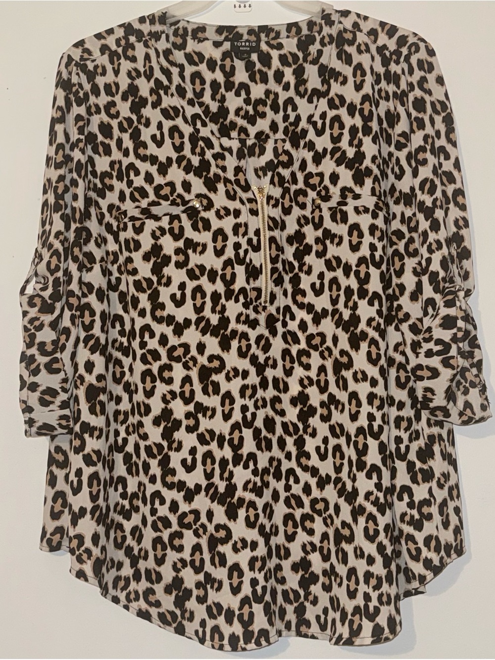 Torrid Harper Leopard Print Zip Front Blouse Size 3 / 3x